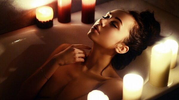 Woman in a bath tub