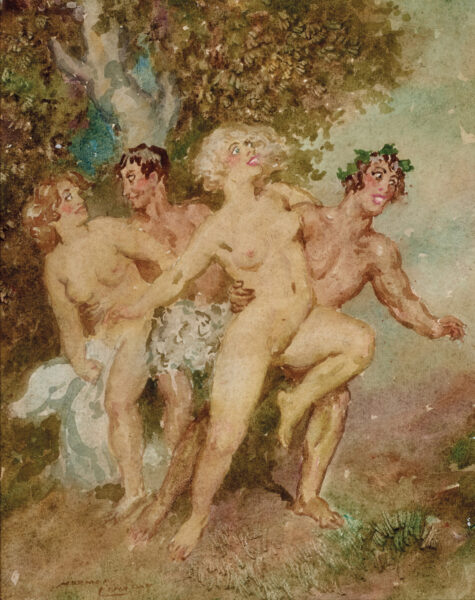 4 naked women and men in a painting