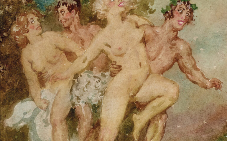 4 naked women and men in a painting