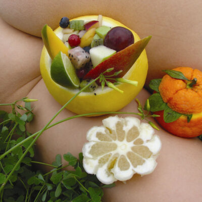 Sexy fruits on naked baody