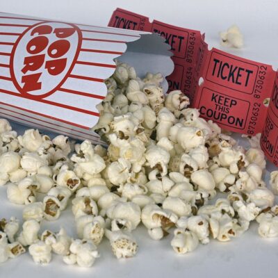 Popcorn and movie tickets