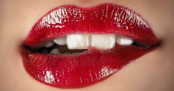 Sexy lips with red lipstick