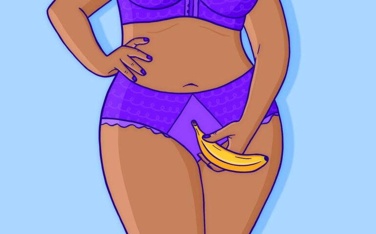 Vrouw met een banaan