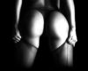Womans naked butt in black and white
